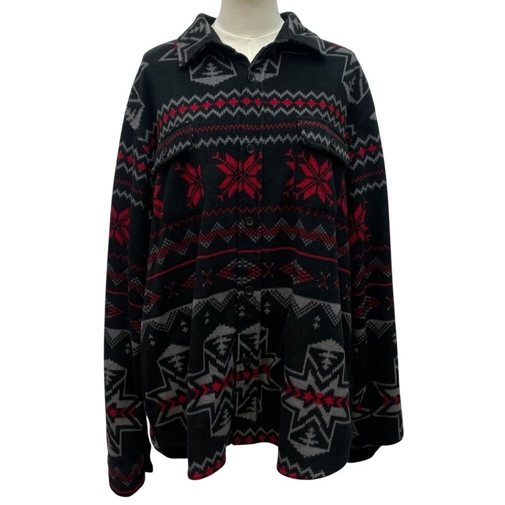 Vtg Chaps Ralph Lauren‎ Aztec Fleece Shirt Jacket XL READ